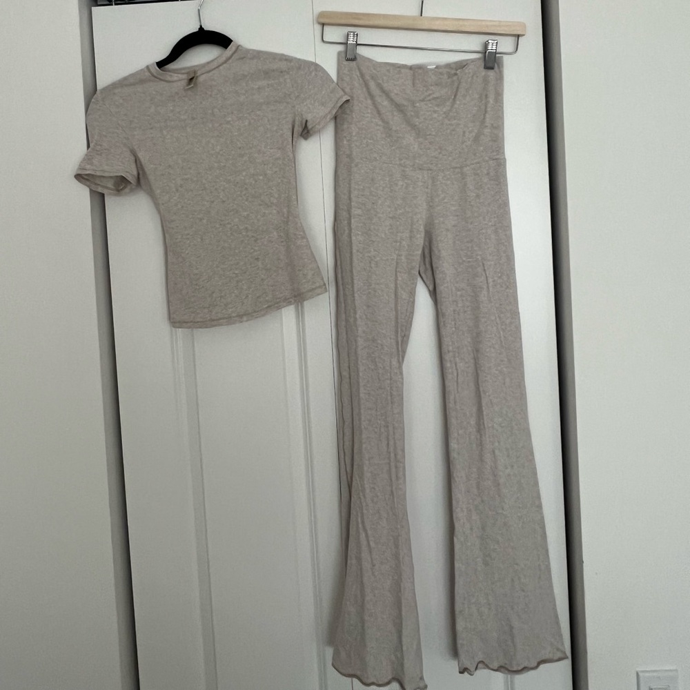 SKIMS COTTON JERSEY T SHIRT AND FOLDOVER PANT